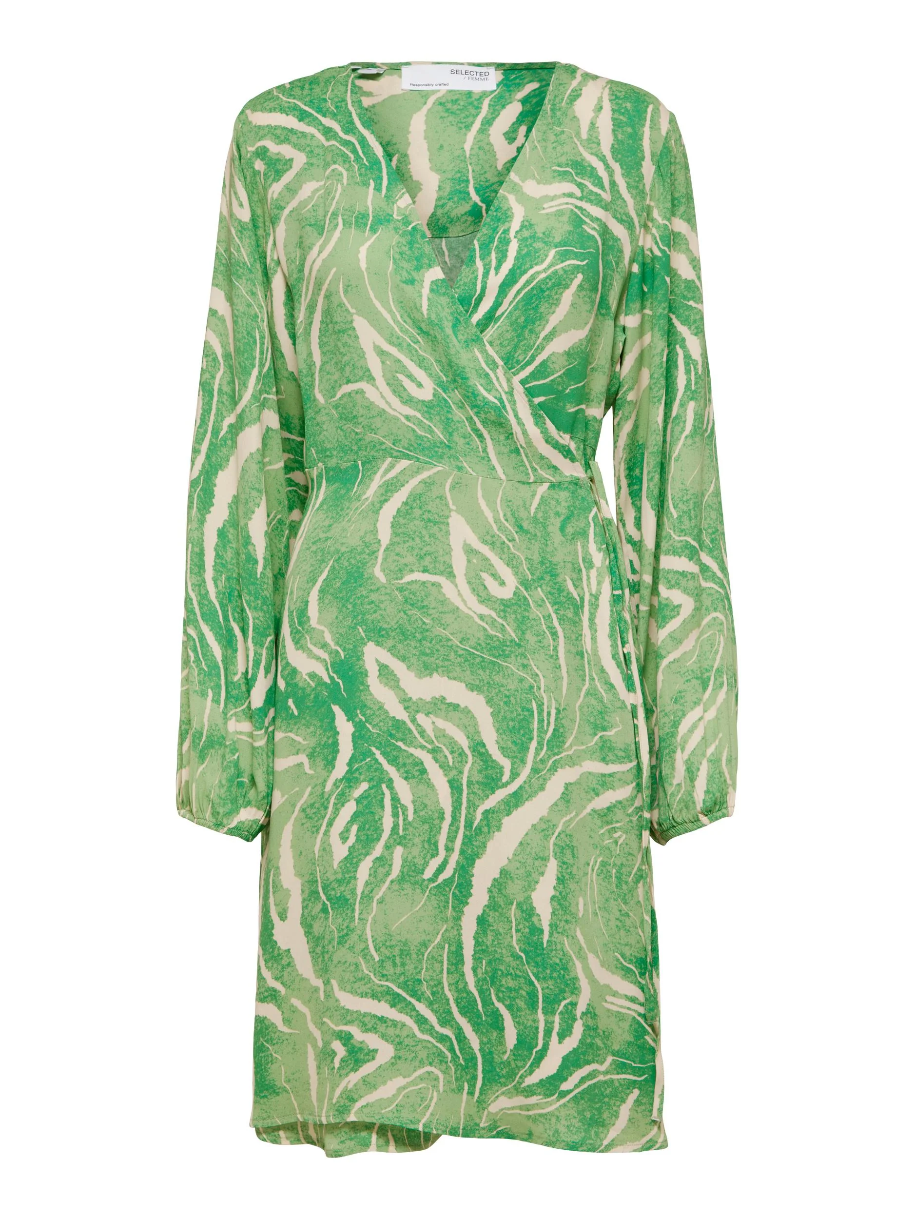 Selected Femme mekko, SLFFIOLA LS AOP SHIRT DRESS Kuosi, Vihreä