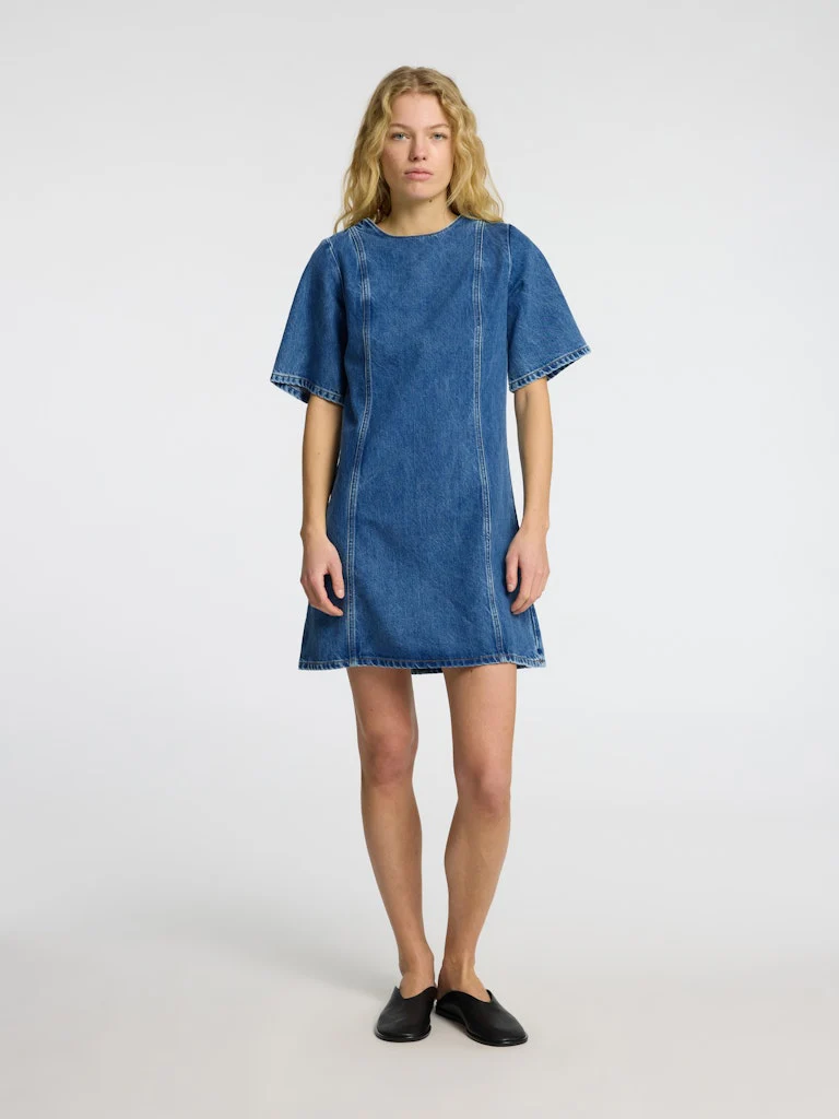 Selected Femme Mekko, SLFrie 2/4 Short Dress Indigo - Image 3