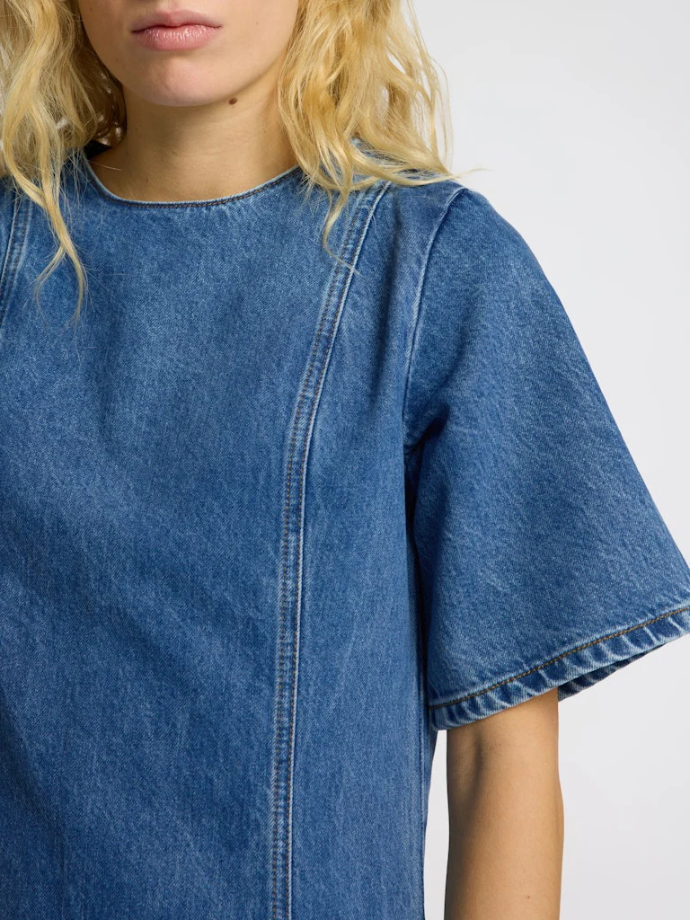Selected Femme Mekko, SLFrie 2/4 Short Dress Indigo - Image 4