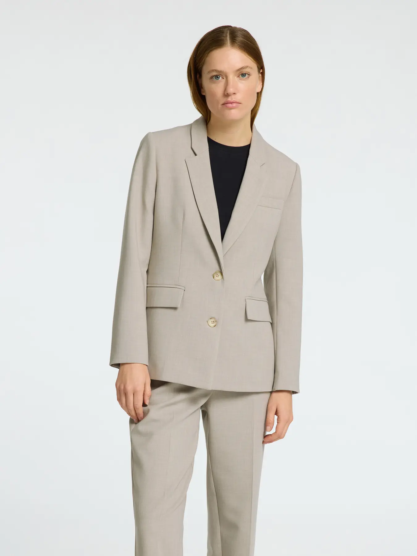 Selected Femme Naisten Bleiseri, AD-SLFRITA LS CLASSIC BLAZER MEL NOOS Island Fossil Melange