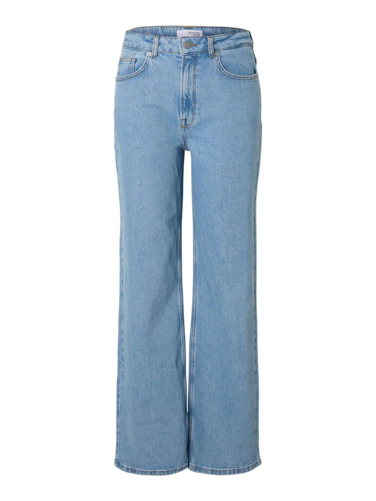 Selected Femme naisten farkut, SLFALICE HW WIDE LONG LIG BLU JEANS  Indigo - Image 3