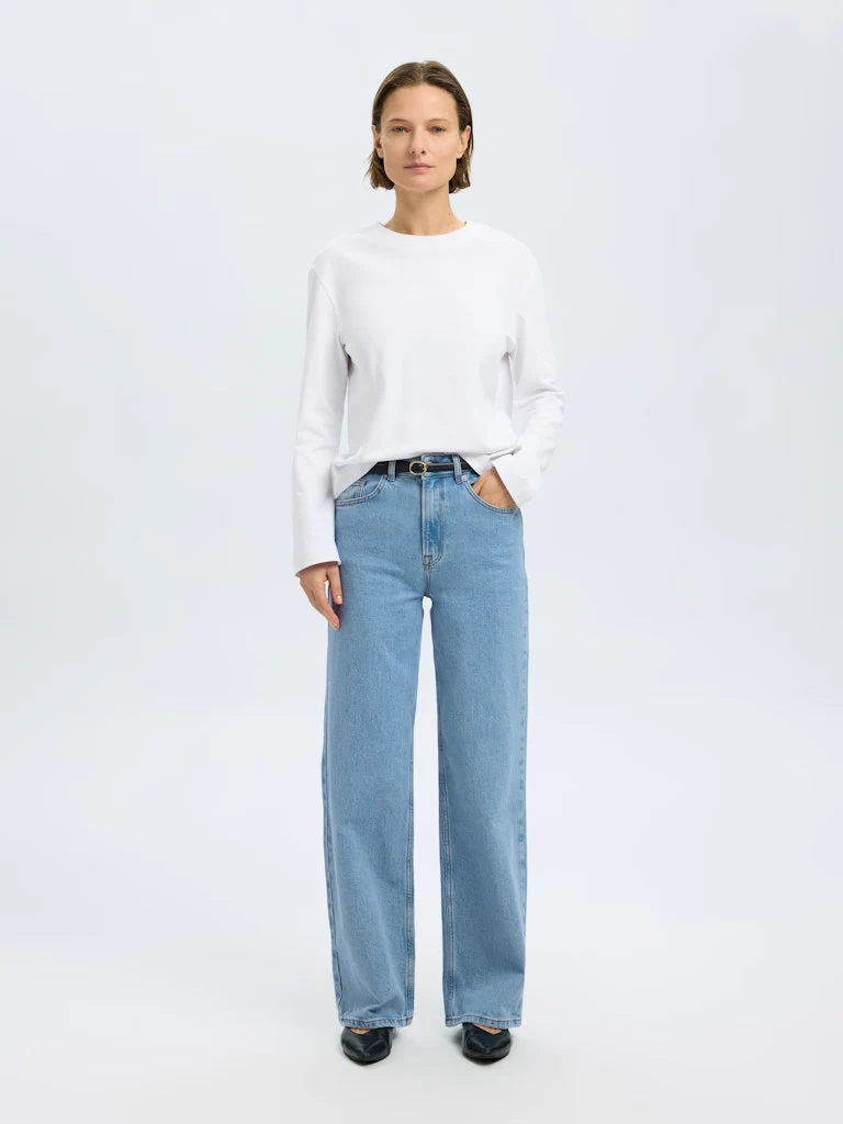 Selected Femme naisten farkut, SLFALICE HW WIDE LONG LIG BLU JEANS  Indigo - Image 5