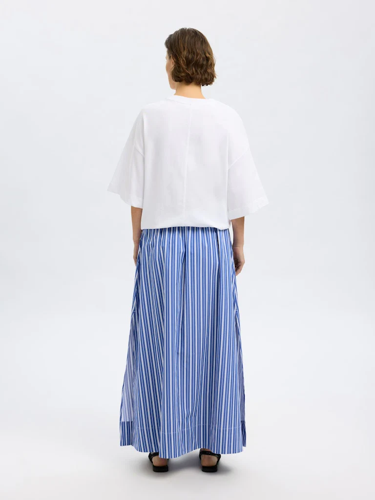 Selected Femme naisten hame, SLFFIA HW STRIPED ANKLE SLIT SKIRT Raidallinen Sininen - Image 2