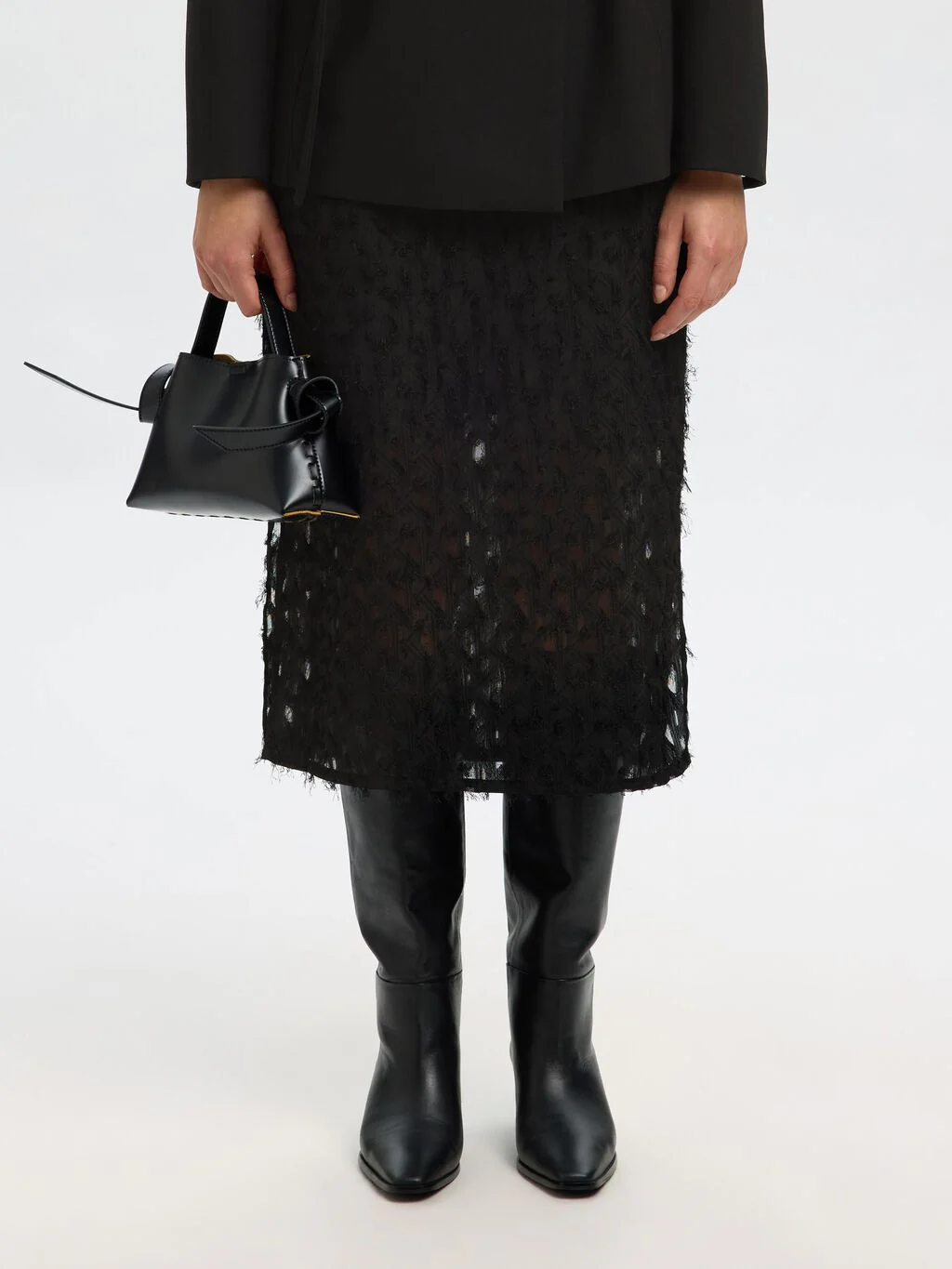 Selected Femme naisten hame, SLFMARION HW MIDI SKIRT B Black