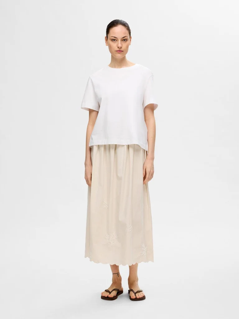 Selected Femme naisten hame, SLFMELLI HW ANKLE SKIRT Hiekka