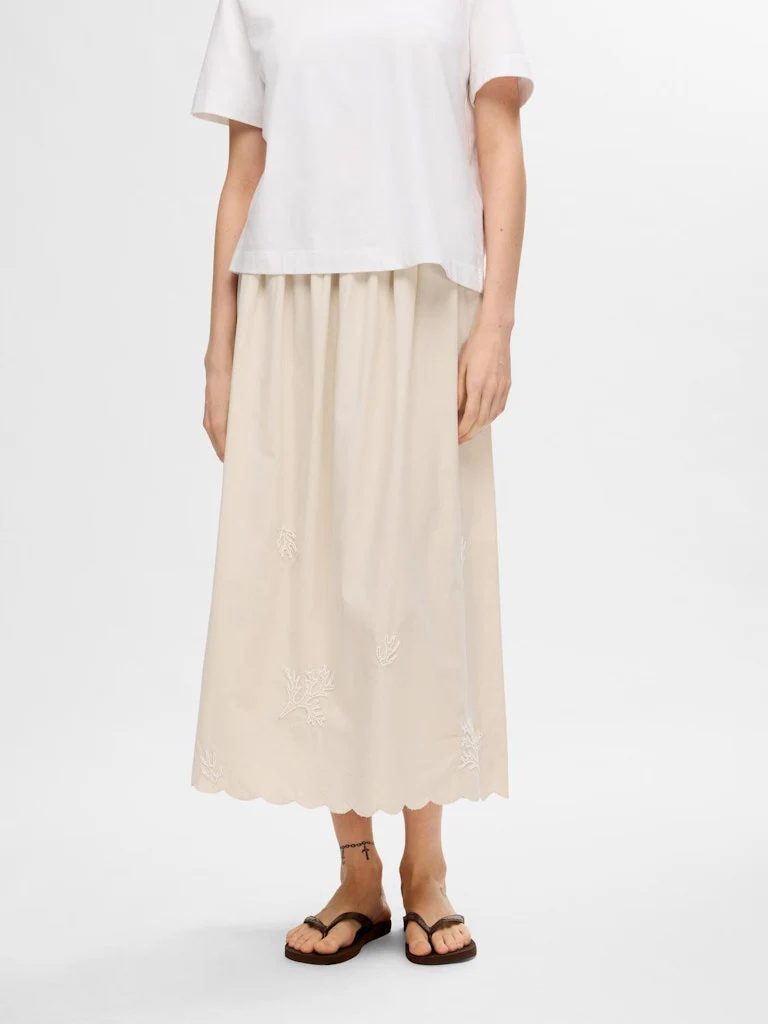 Selected Femme naisten hame, SLFMELLI HW ANKLE SKIRT Hiekka - Image 3