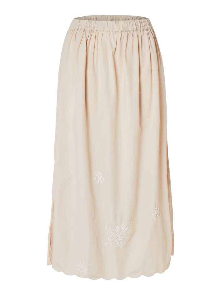 Selected Femme naisten hame, SLFMELLI HW ANKLE SKIRT Hiekka - Image 4