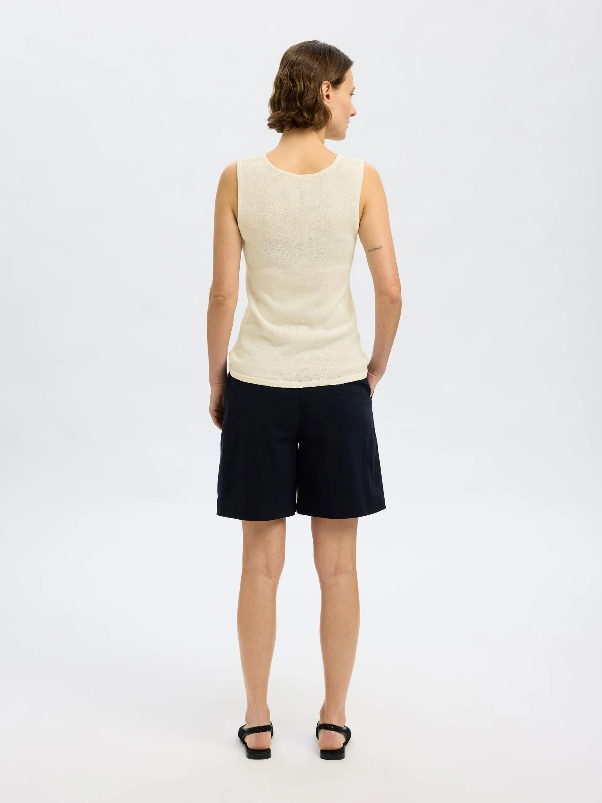 Selected Femme naisten hihaton toppi, SLFMOON SUS SL KNIT TOP Luonnonvalkoinen - Image 2