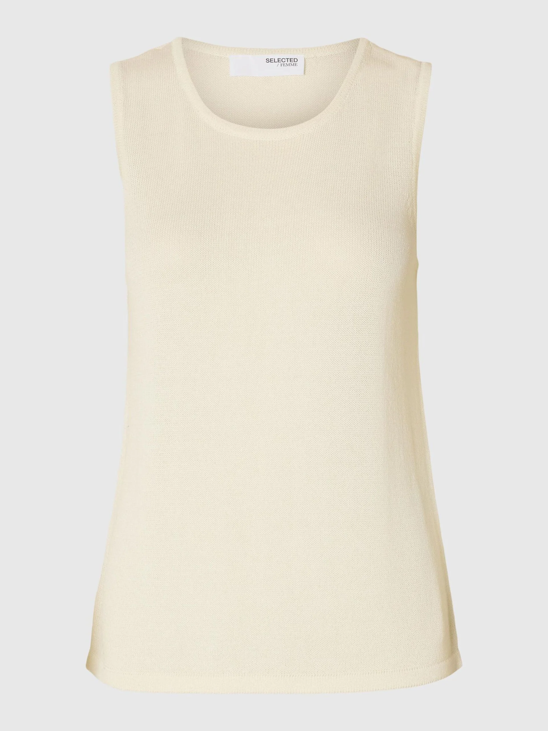 Selected Femme naisten hihaton toppi, SLFMOON SUS SL KNIT TOP Luonnonvalkoinen - Image 3