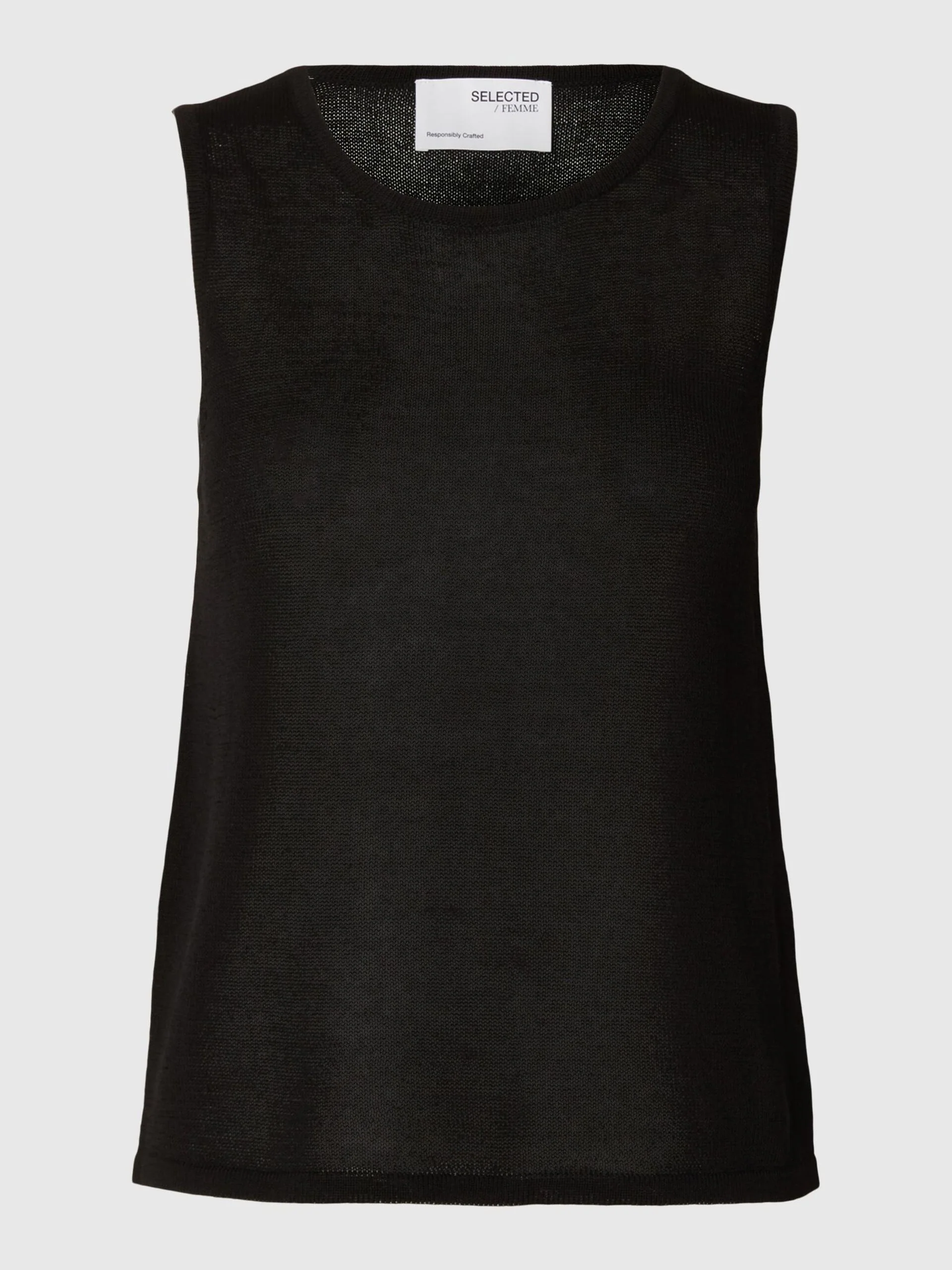 Selected Femme naisten hihaton toppi, SLFMOON SUS SL KNIT TOP Musta - Image 3