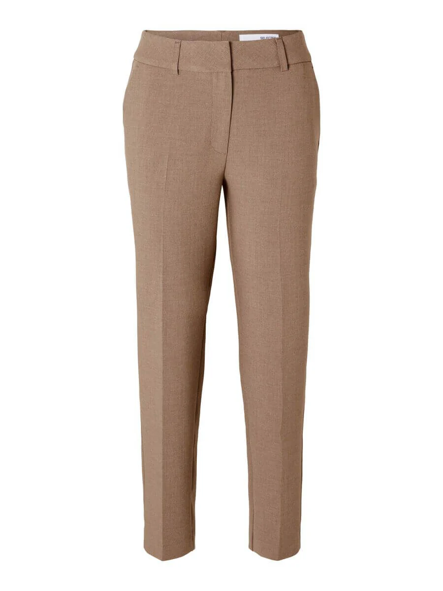 Selected Femme Naisten Housut, AD-SLFRITA-RIA MW CROP PANT Kameli