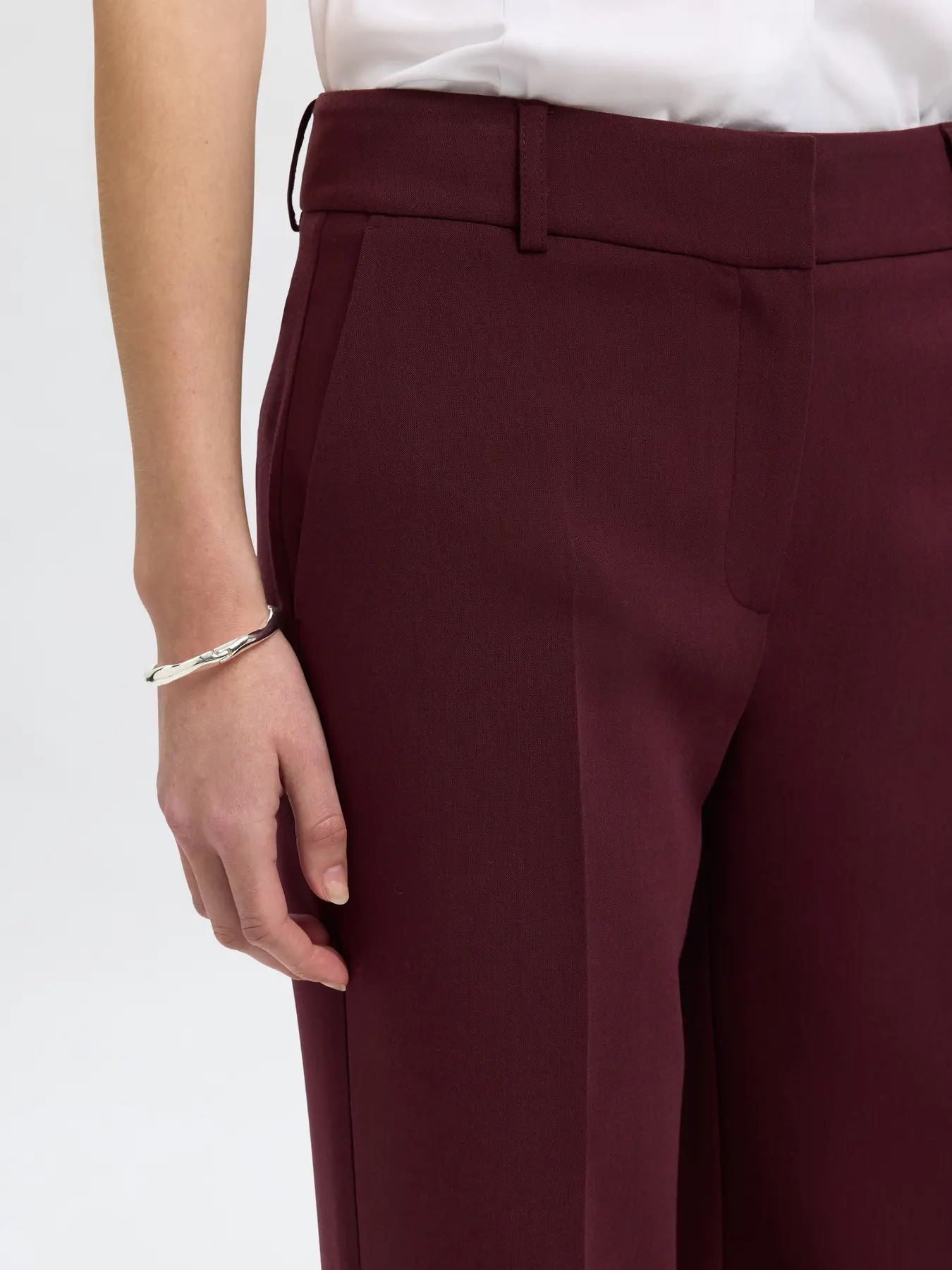 Selected Femme naisten housut, SLFRITA MW WIDE PANT MEL NOOS Fig Melange - Image 4
