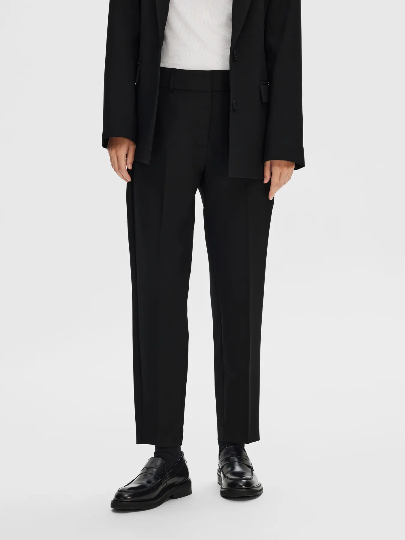 Selected Femme Naisten Housut, SLFRITA-RIA MW CROPPED PANT NOOS Black