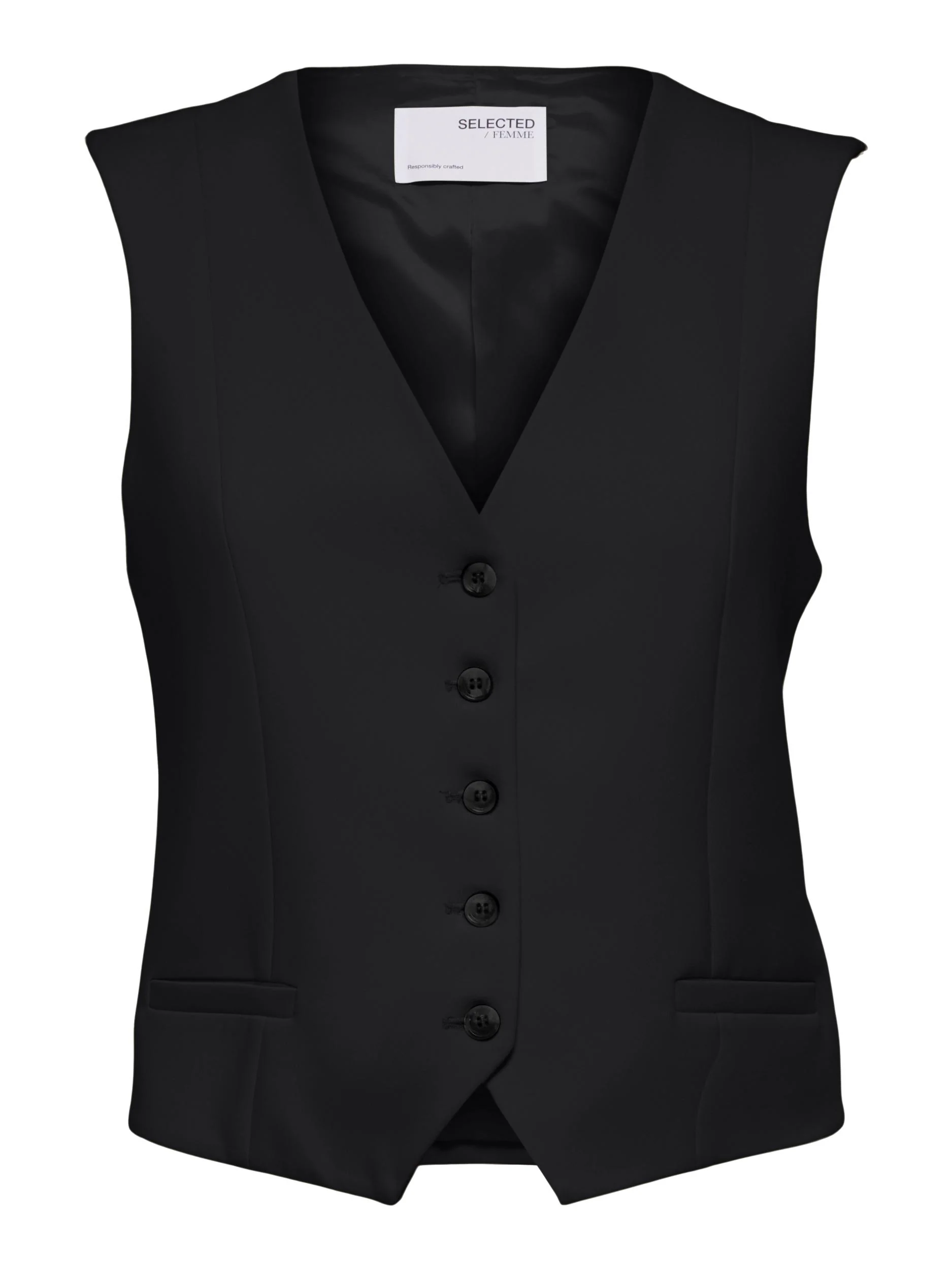 Selected Femme Naisten Liivi, SLFRITA VEST BLACK Musta - Image 3