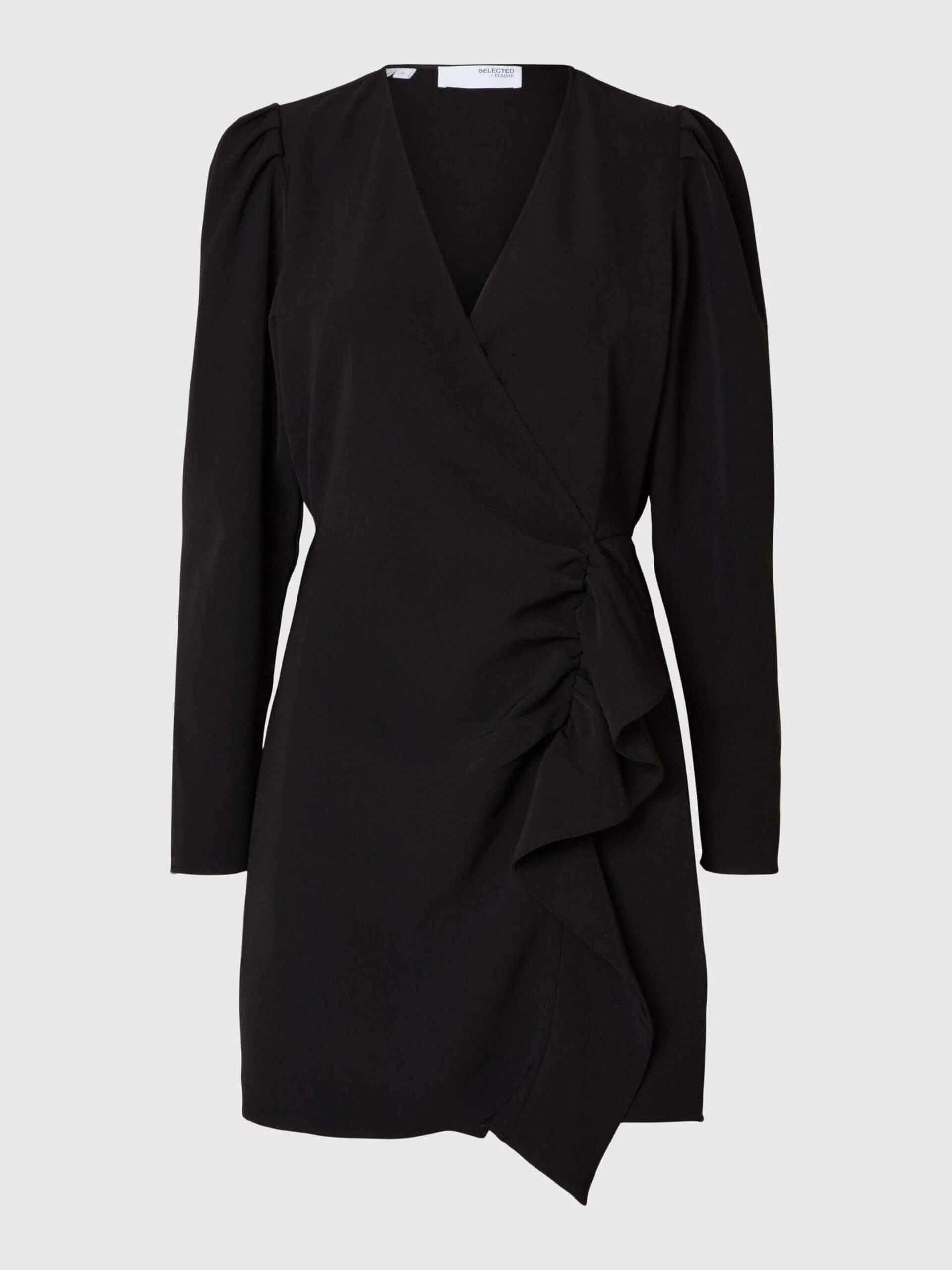 Selected Femme Naisten Mekko, SHORT RUFFLE DRESS Musta - Image 3