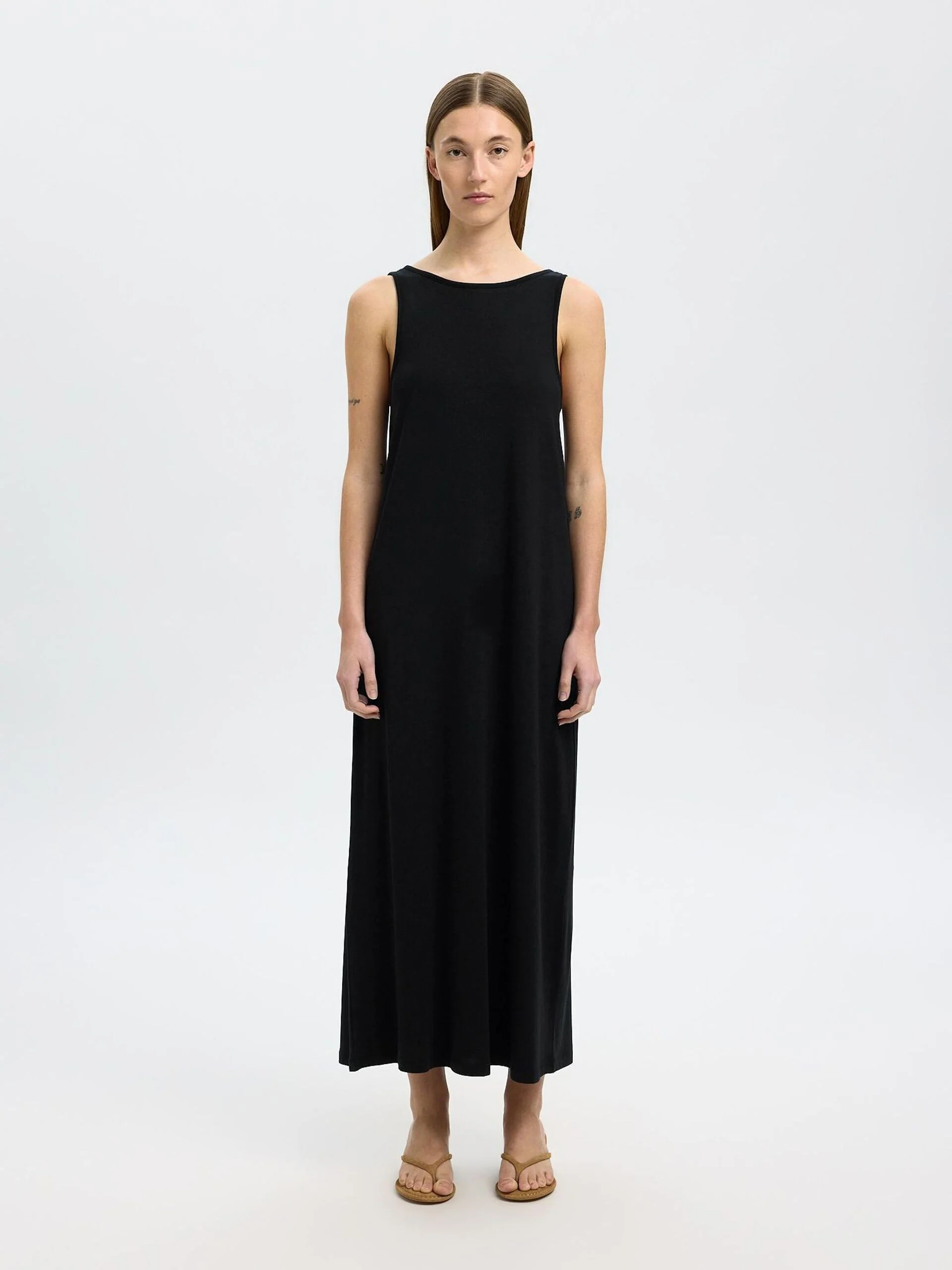 Selected Femme naisten mekko, SLFANOLA SL LOW BACK ANKLE DRESS Musta