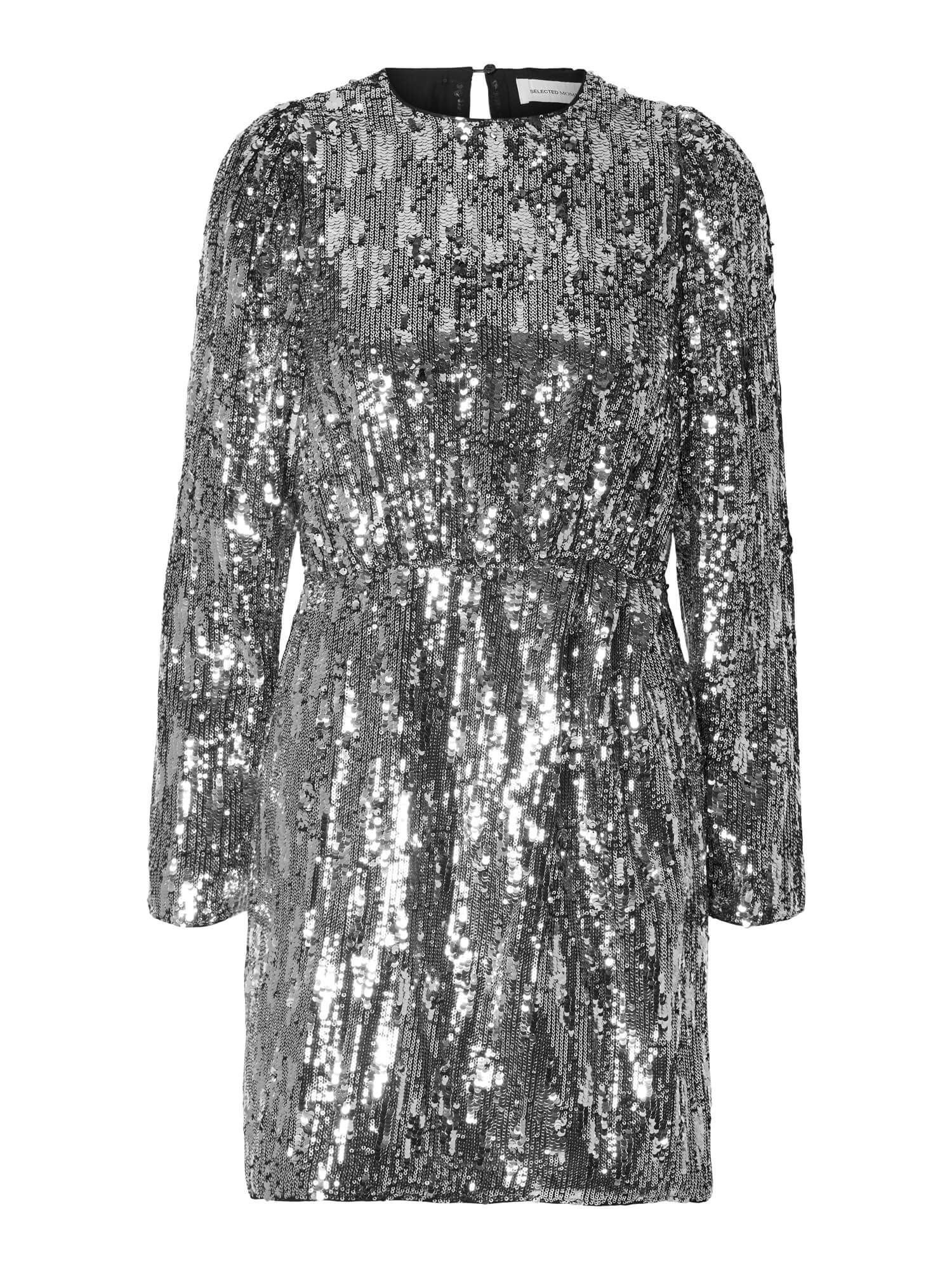 Selected Femme naisten mekko, SLFARI-COLYN LS SHORT SEQUINS DRESS B Hopeanharmaa - Image 3