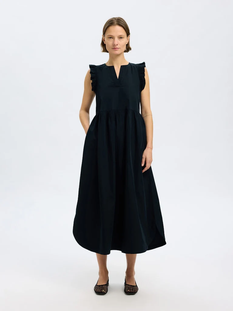 Selected Femme naisten mekko, SLFBLAIR-IDA SL LONG DRESS Musta
