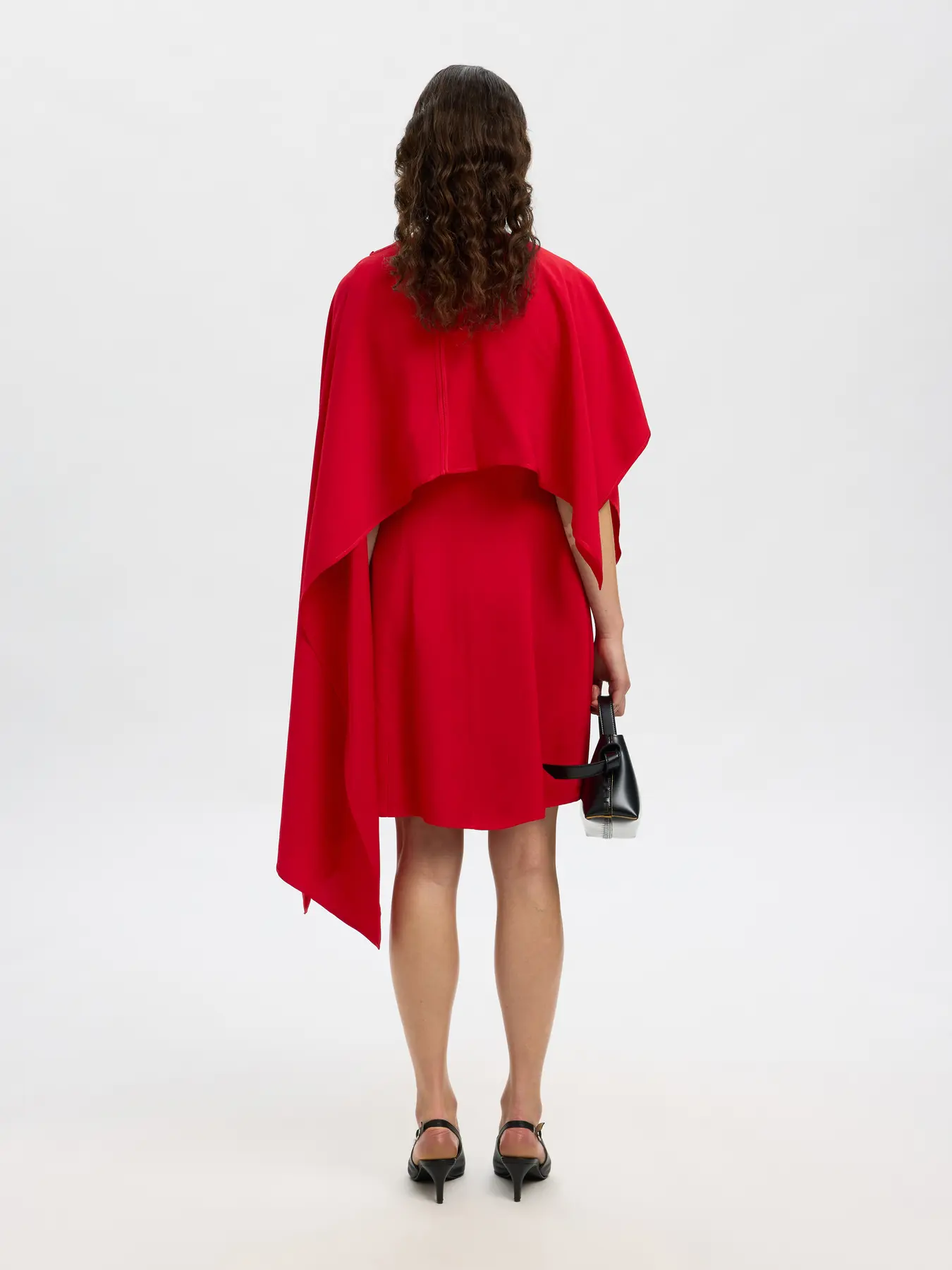 Selected Femme naisten mekko, SLFLEONORE REGULAR SL SHORT CAPE DRESS B Equestrian Red - Image 2