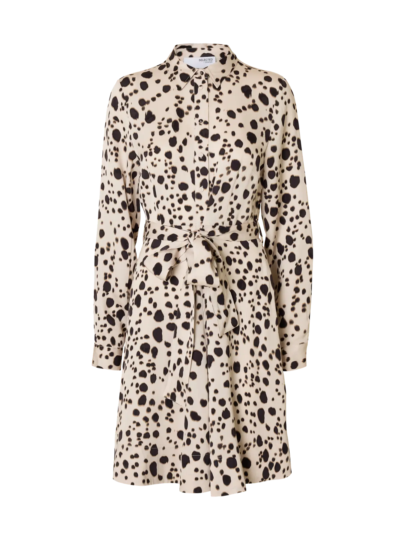 Selected Femme naisten mekko, SLFPAOLA REGULAR LS SHORT SHIRT DRESS Valkopohjainen Kuosi