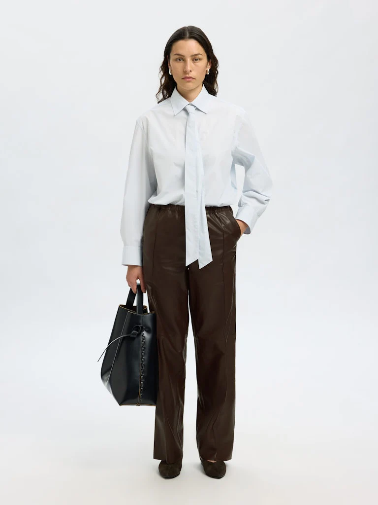 Selected Femme naisten nahkahousut, SLFBODA HW LEATHER PANT Delicioso