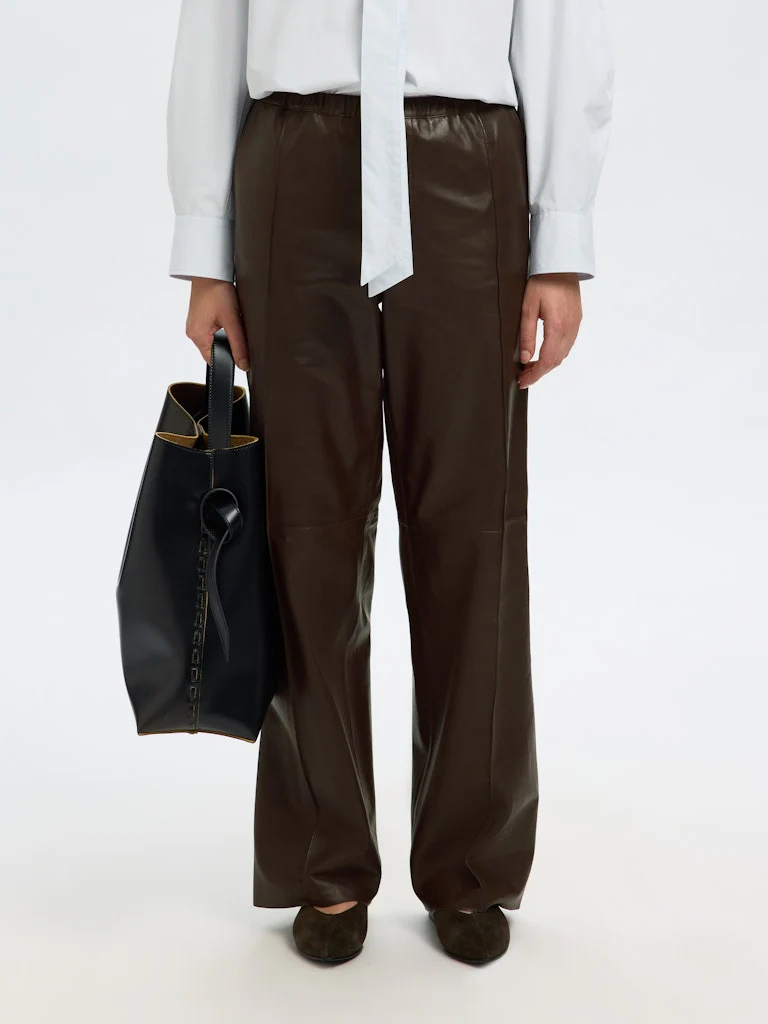 Selected Femme naisten nahkahousut, SLFBODA HW LEATHER PANT Delicioso - Image 4
