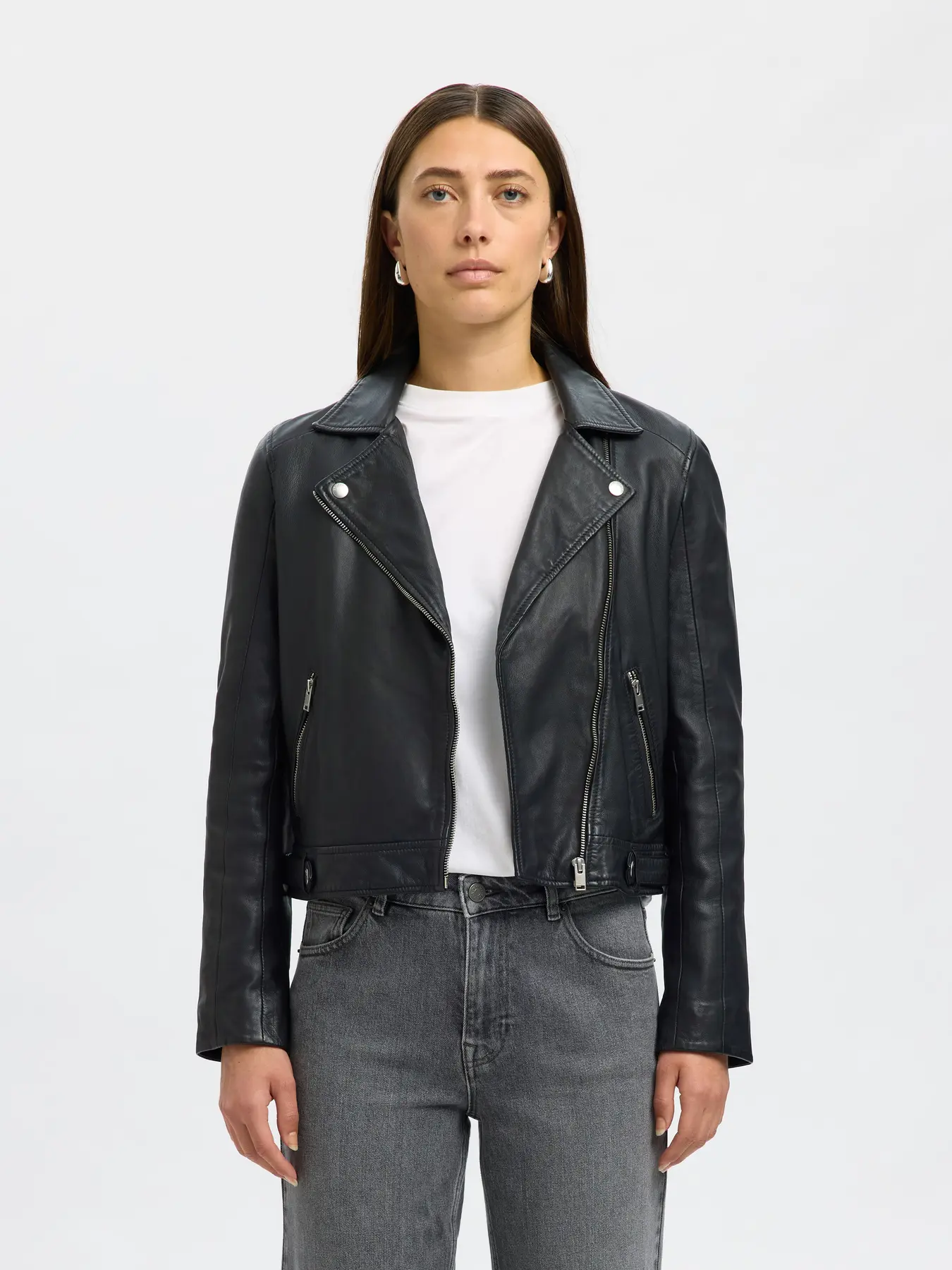 Selected Femme Naisten Nahkatakki, Katie Leather Jacket Black