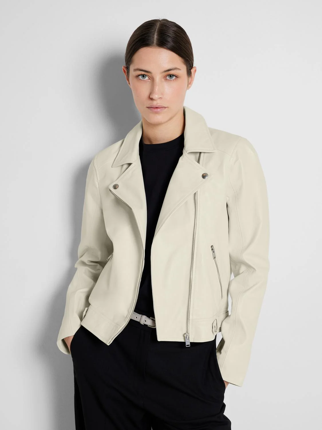Selected Femme Naisten Nahkatakki, Katie Leather Jacket Luonnonvalkoinen - Image 2
