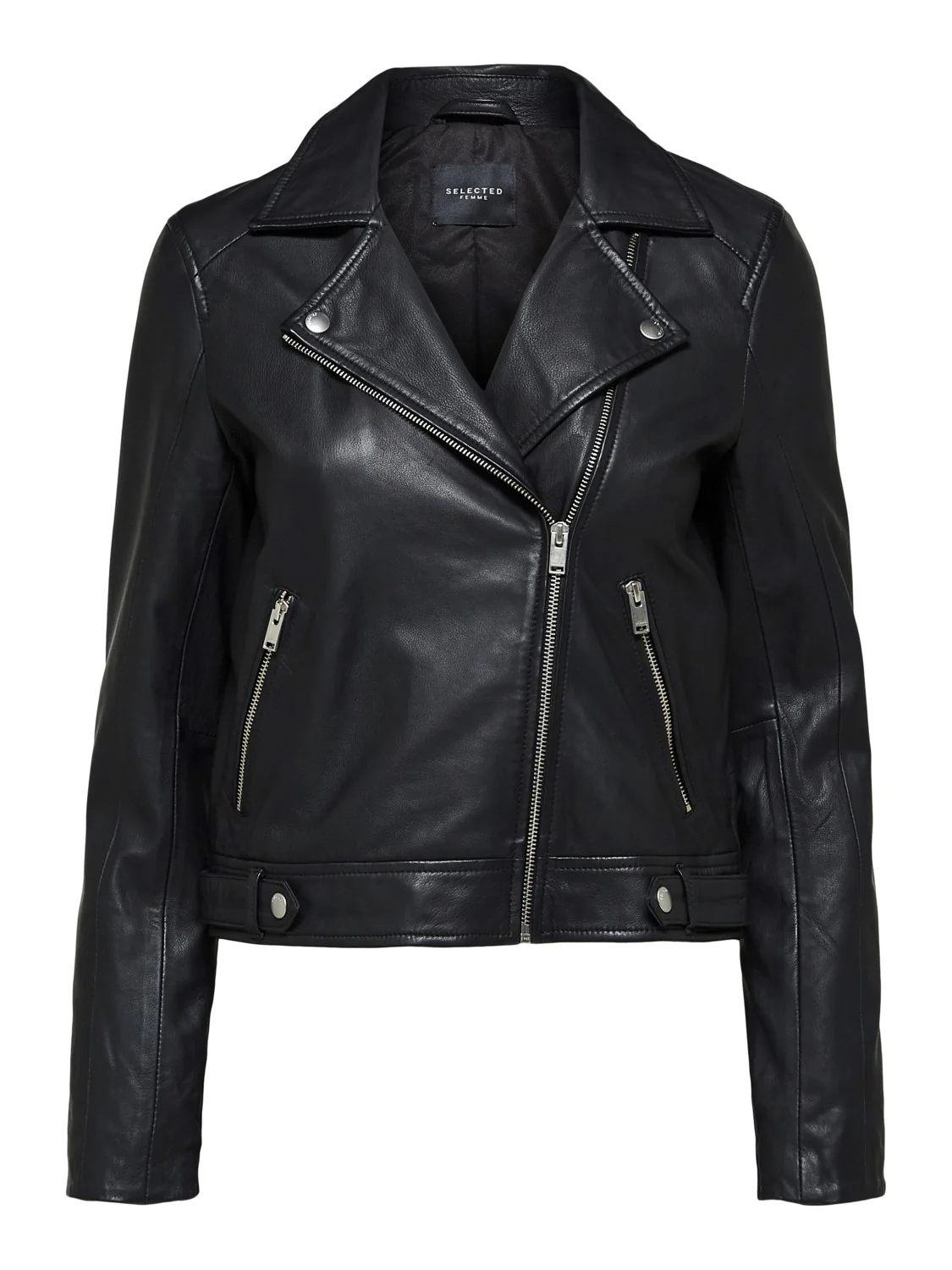 Selected Femme Naisten Nahkatakki, Katie Leather Jacket Musta - Image 3