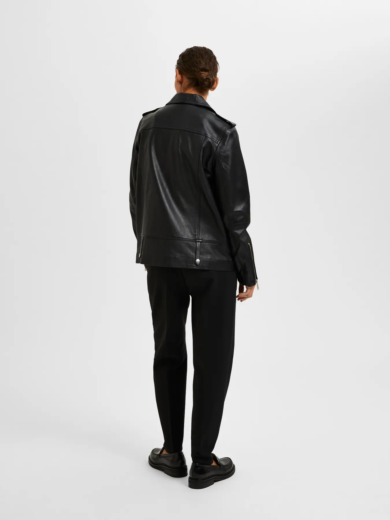 Selected Femme Naisten Nahkatakki, SLFMADISON LEATHER JACKET NOOS Black - Image 2