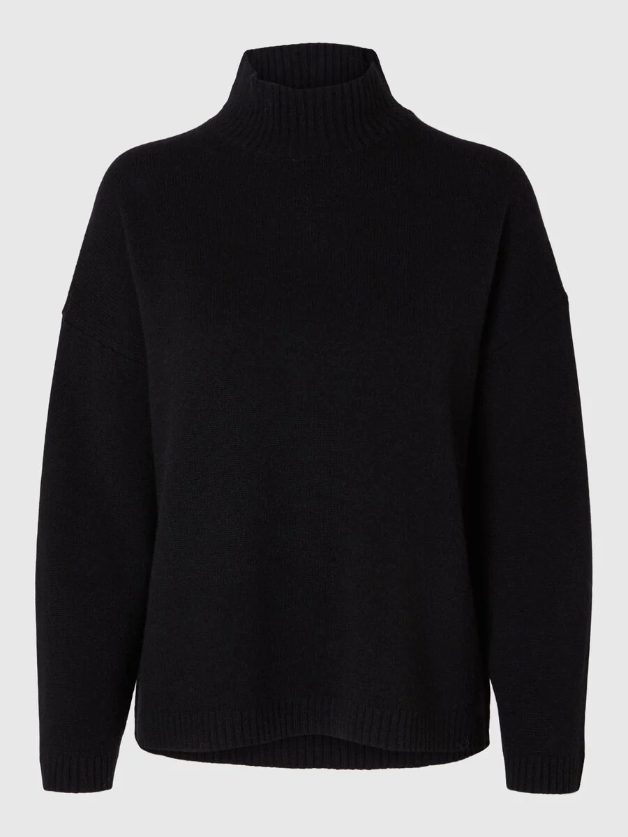 Selected Femme naisten neule, SLFCILLE LS KNIT HIGH NECK Musta