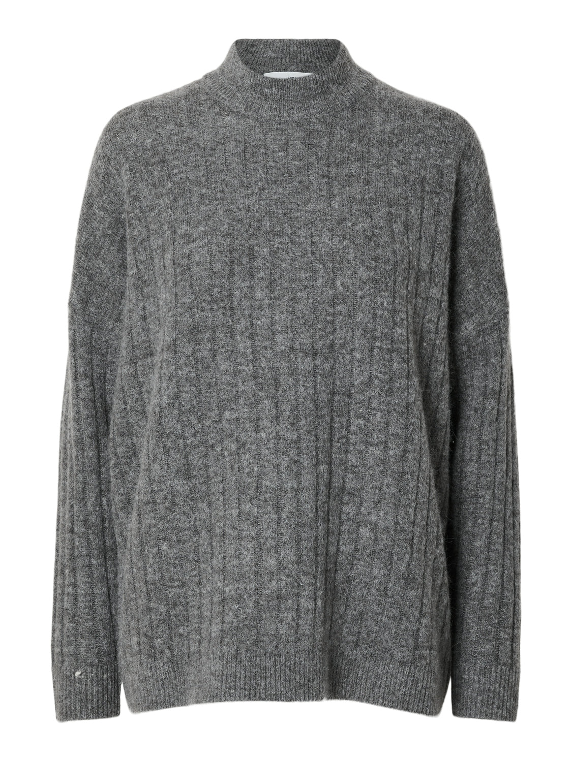 Selected Femme naisten neule, SLFMALINE LS KNIT HIGH NECK Grafiitti - Image 2