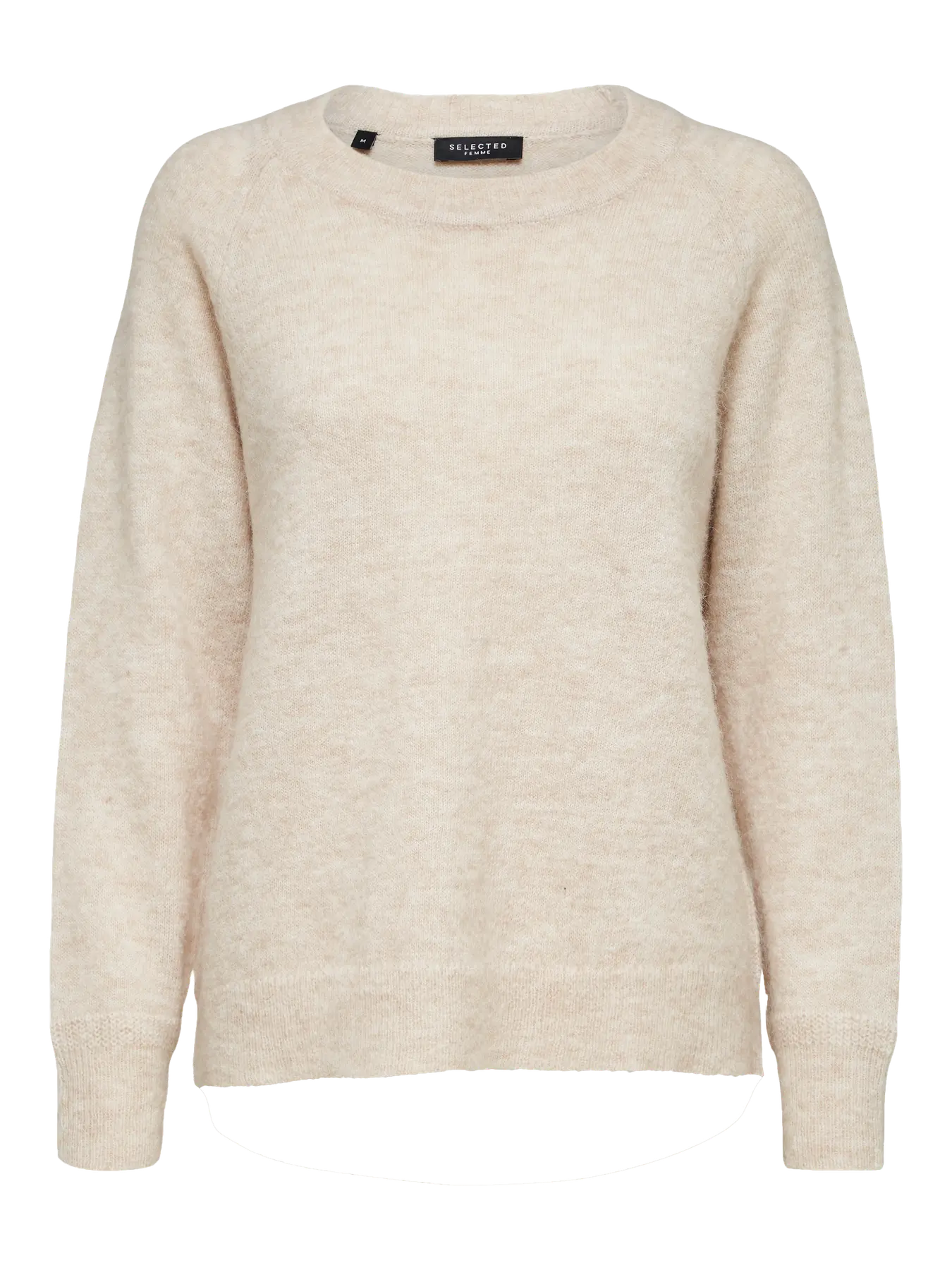 Selected Femme Naisten Neulepaita, Lulu LS Knit O-Neck Birch Melange - Image 3