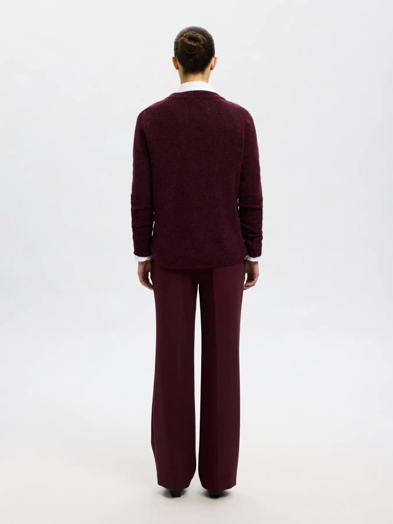 Selected Femme Naisten Neulepaita, Lulu LS Knit O-Neck Fig Melange - Image 2