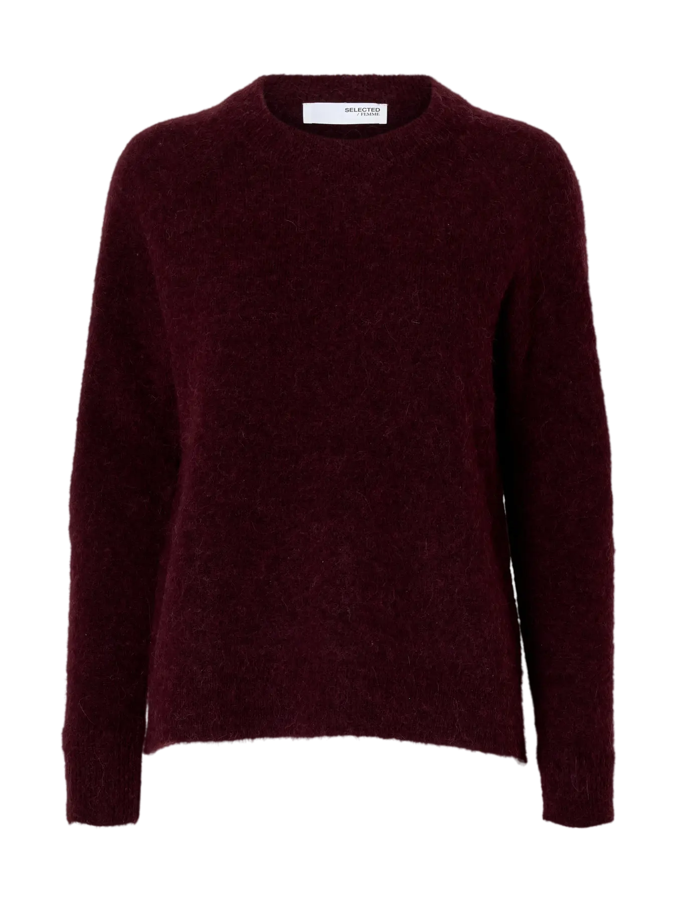Selected Femme Naisten Neulepaita, Lulu LS Knit O-Neck Fig Melange - Image 3