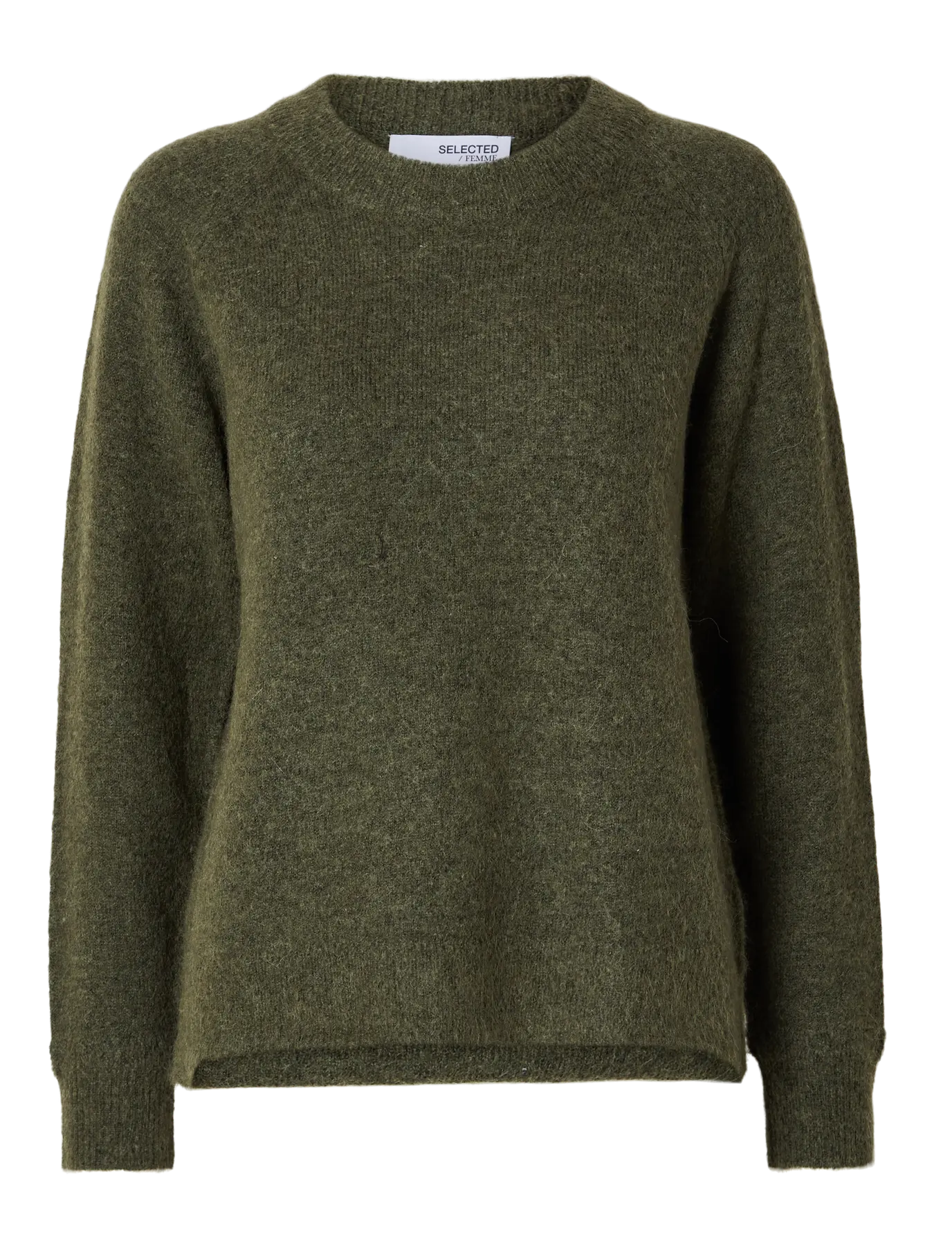Selected Femme Naisten Neulepaita, Lulu LS Knit O-Neck Kalamata Melange - Image 3