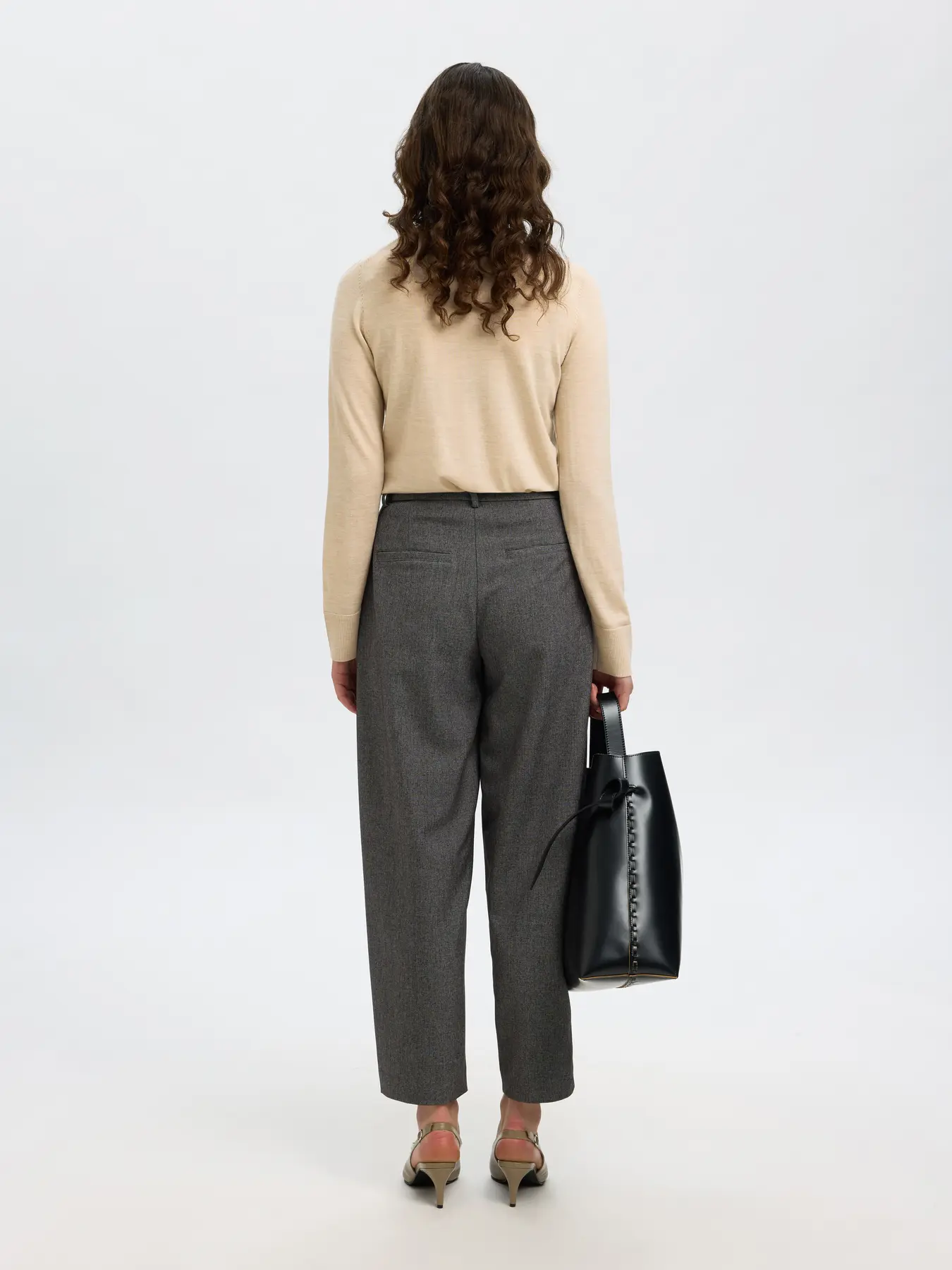 Selected Femme Naisten Neulepaita, Slfthea LS Knit Merino O-Neck Noos Oatmeal - Image 2