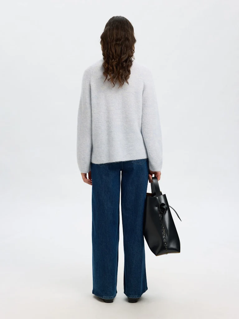 Selected Femme naisten neulepusero, SLFSIA RAS LS KNIT T-NECK Vaaleansininen - Image 2