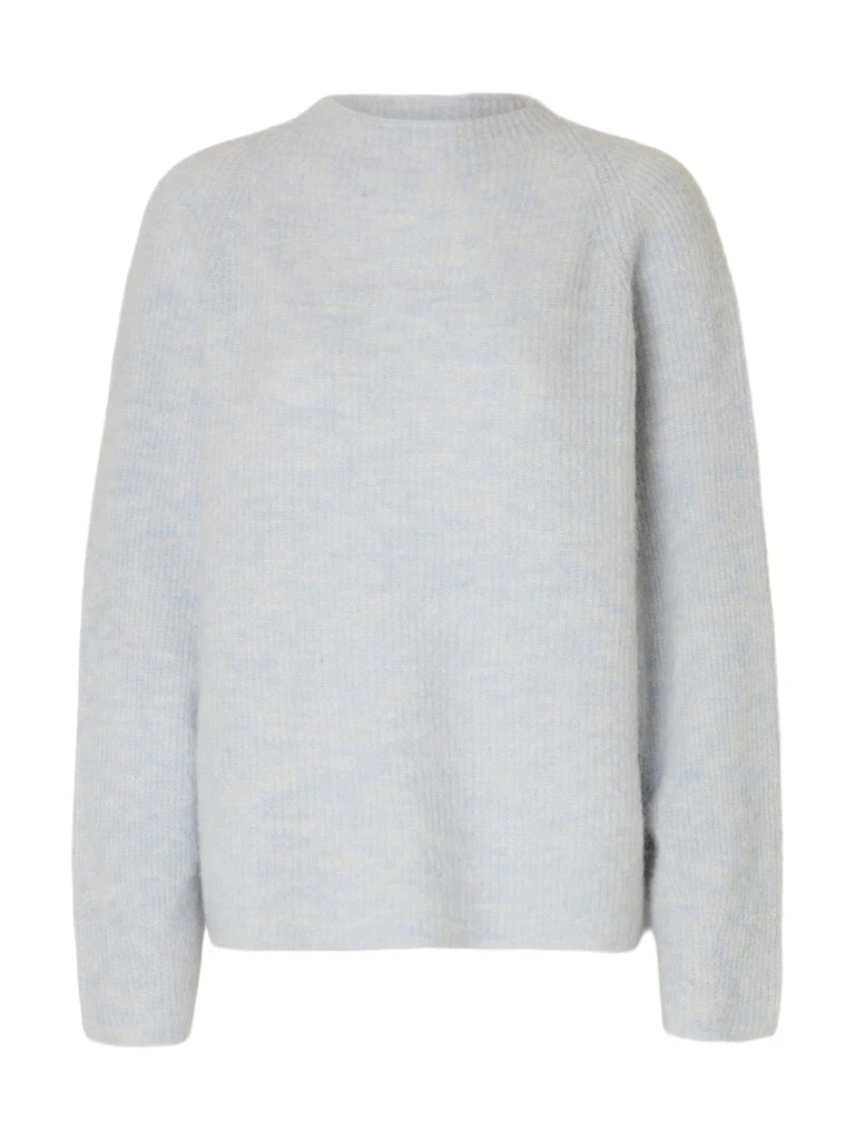 Selected Femme naisten neulepusero, SLFSIA RAS LS KNIT T-NECK Vaaleansininen - Image 3