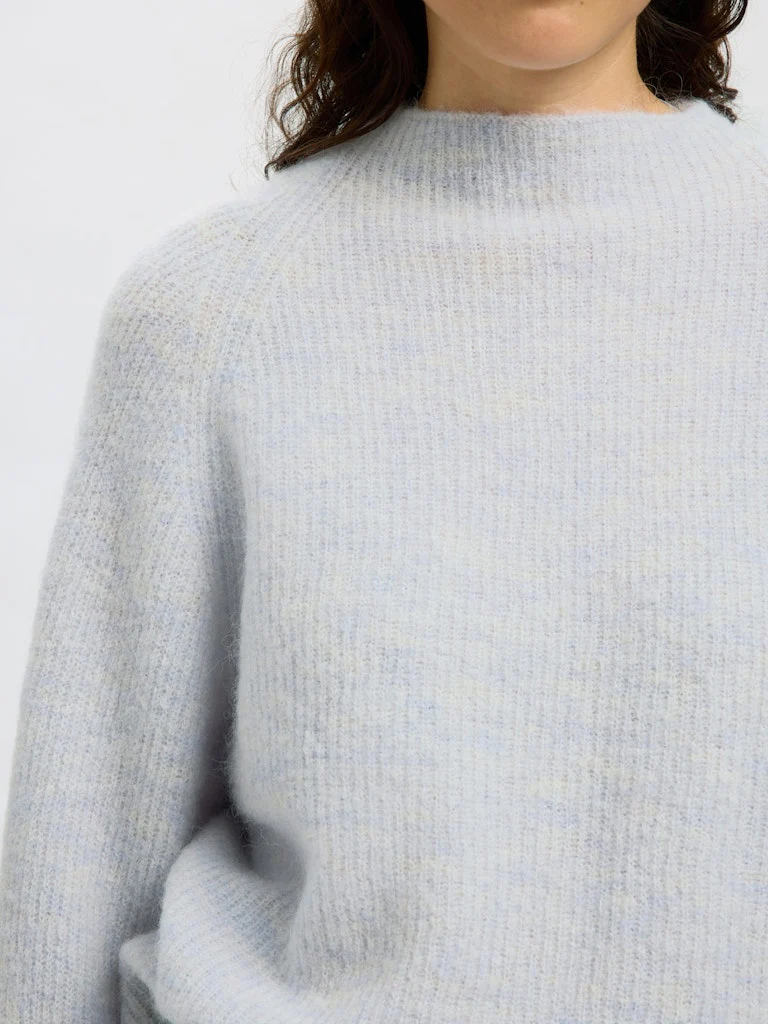 Selected Femme naisten neulepusero, SLFSIA RAS LS KNIT T-NECK Vaaleansininen - Image 4