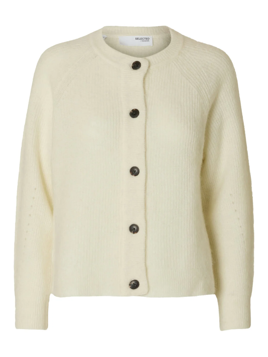Selected Femme, Naisten Neuletakki, Lulu LS Knit Short Cardigan Luonnonvalkoinen