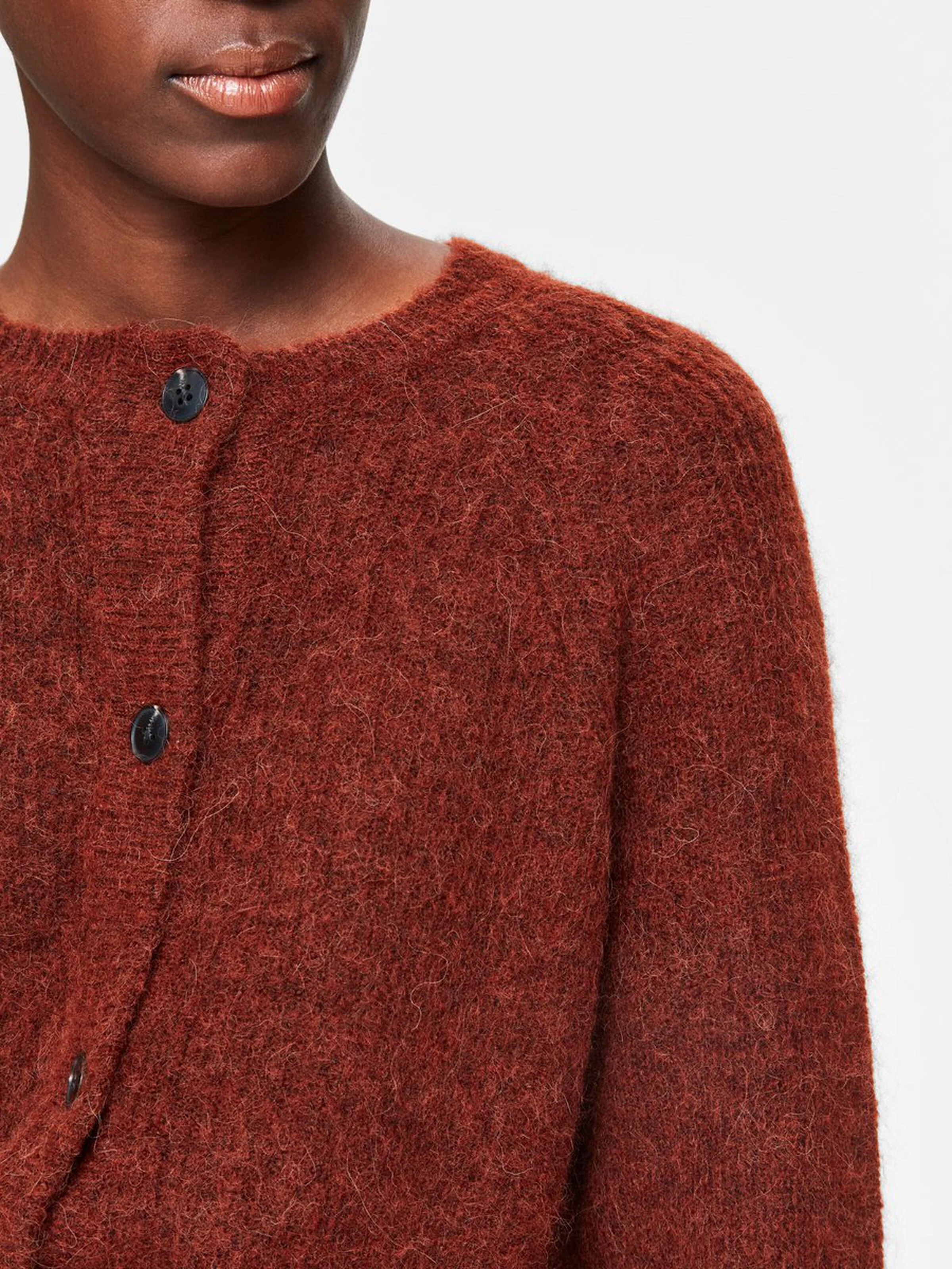 Selected Femme, Naisten Neuletakki, Lulu LS Knit Short Cardigan Poltettu Oranssi - Image 4