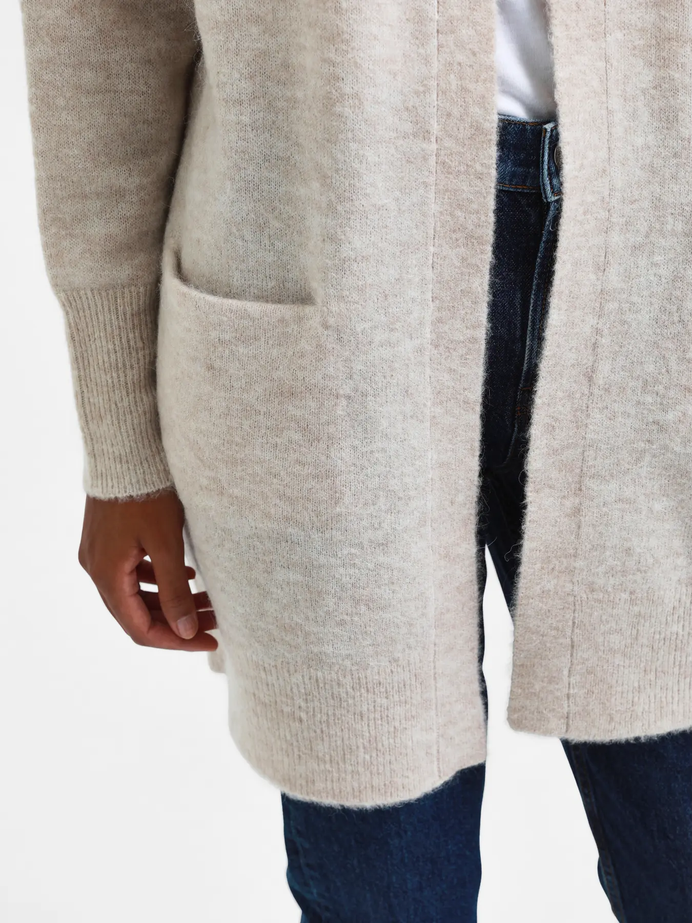 Selected Femme Naisten Neuletakki Lulu New Knit Long Cardigan Birch Melange - Image 4