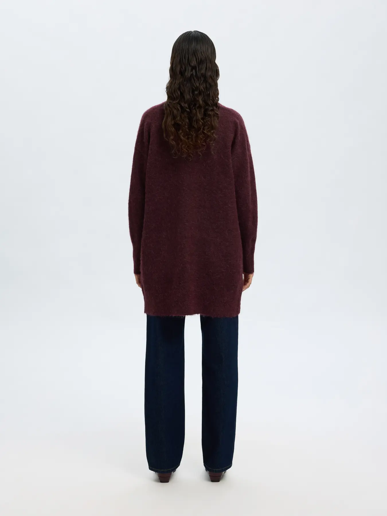 Selected Femme Naisten Neuletakki Lulu New Knit Long Cardigan Fig Melange - Image 2