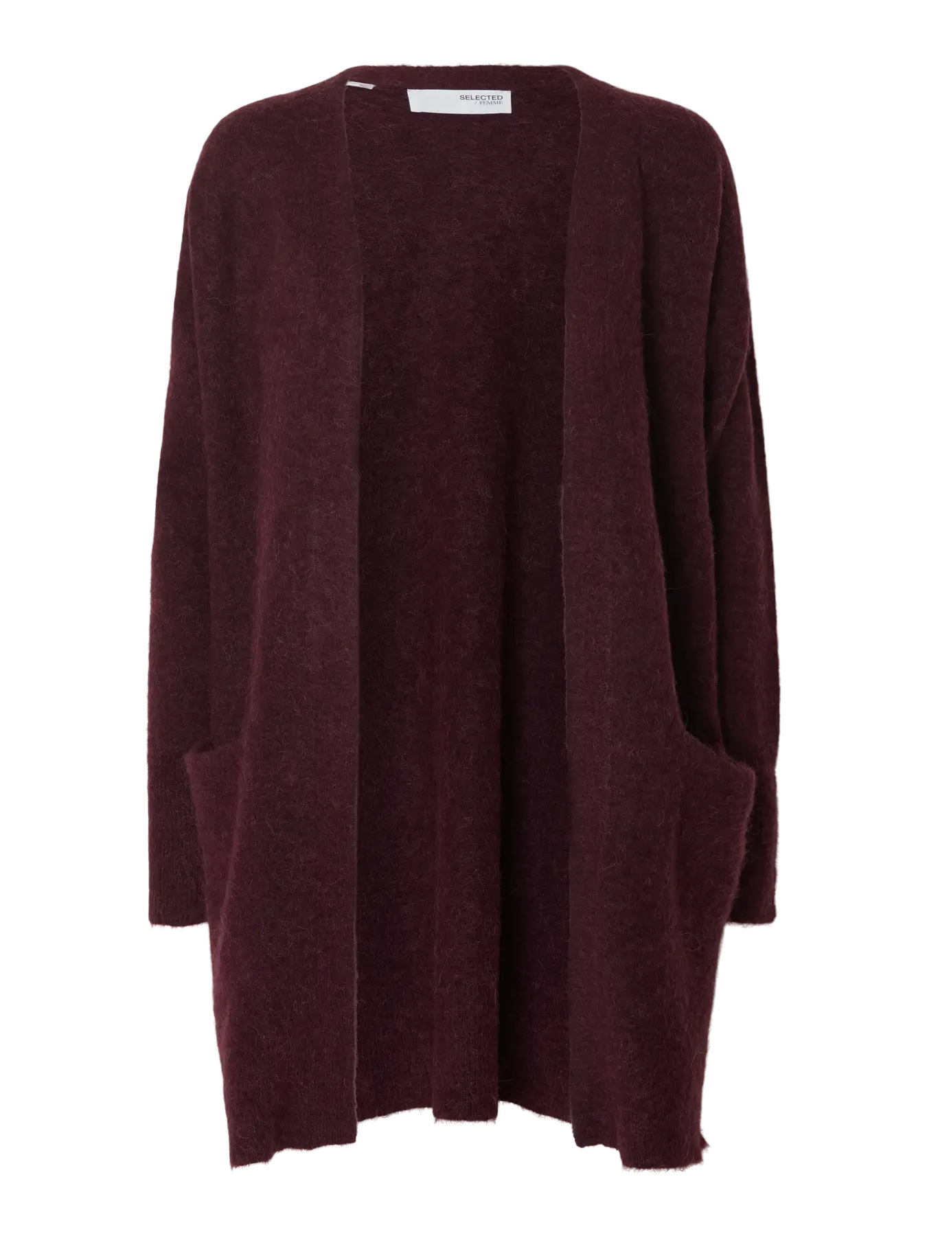 Selected Femme Naisten Neuletakki Lulu New Knit Long Cardigan Fig Melange - Image 3
