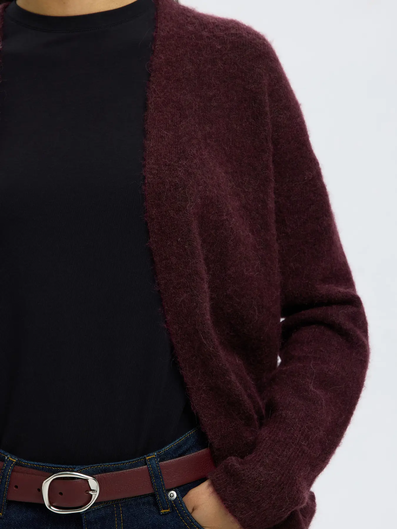 Selected Femme Naisten Neuletakki Lulu New Knit Long Cardigan Fig Melange - Image 4