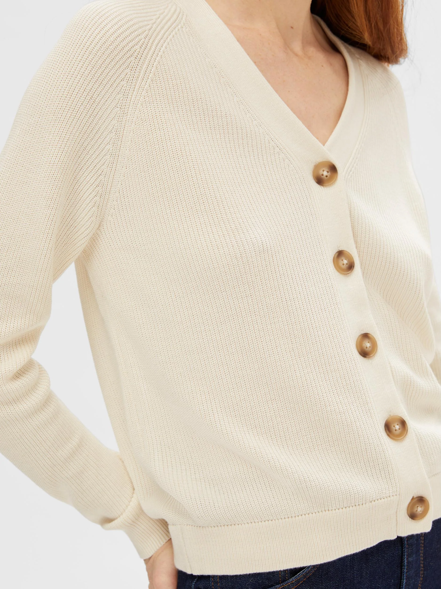 Selected Femme naisten neuletakki, SLFELINNA LS KNIT CARDIGAN Luonnonvalkoinen - Image 5