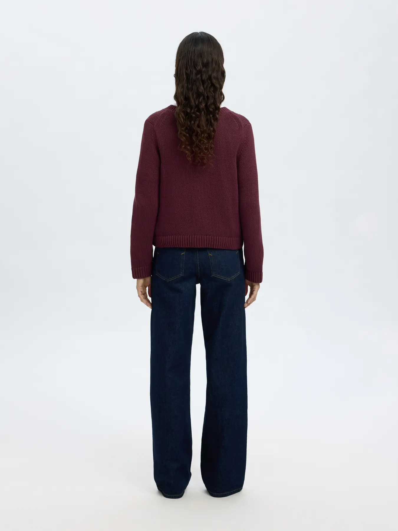 Selected Femme naisten neuletakki, SLFIVY LS KNIT O-NECK CARDIGAN NOOS Viininpunainen - Image 2