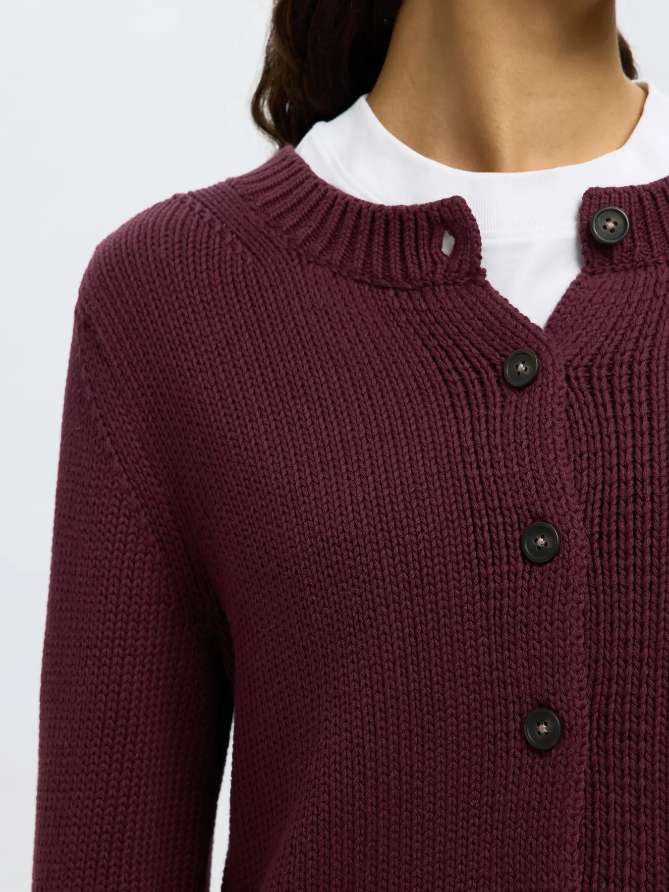 Selected Femme naisten neuletakki, SLFIVY LS KNIT O-NECK CARDIGAN NOOS Viininpunainen - Image 4