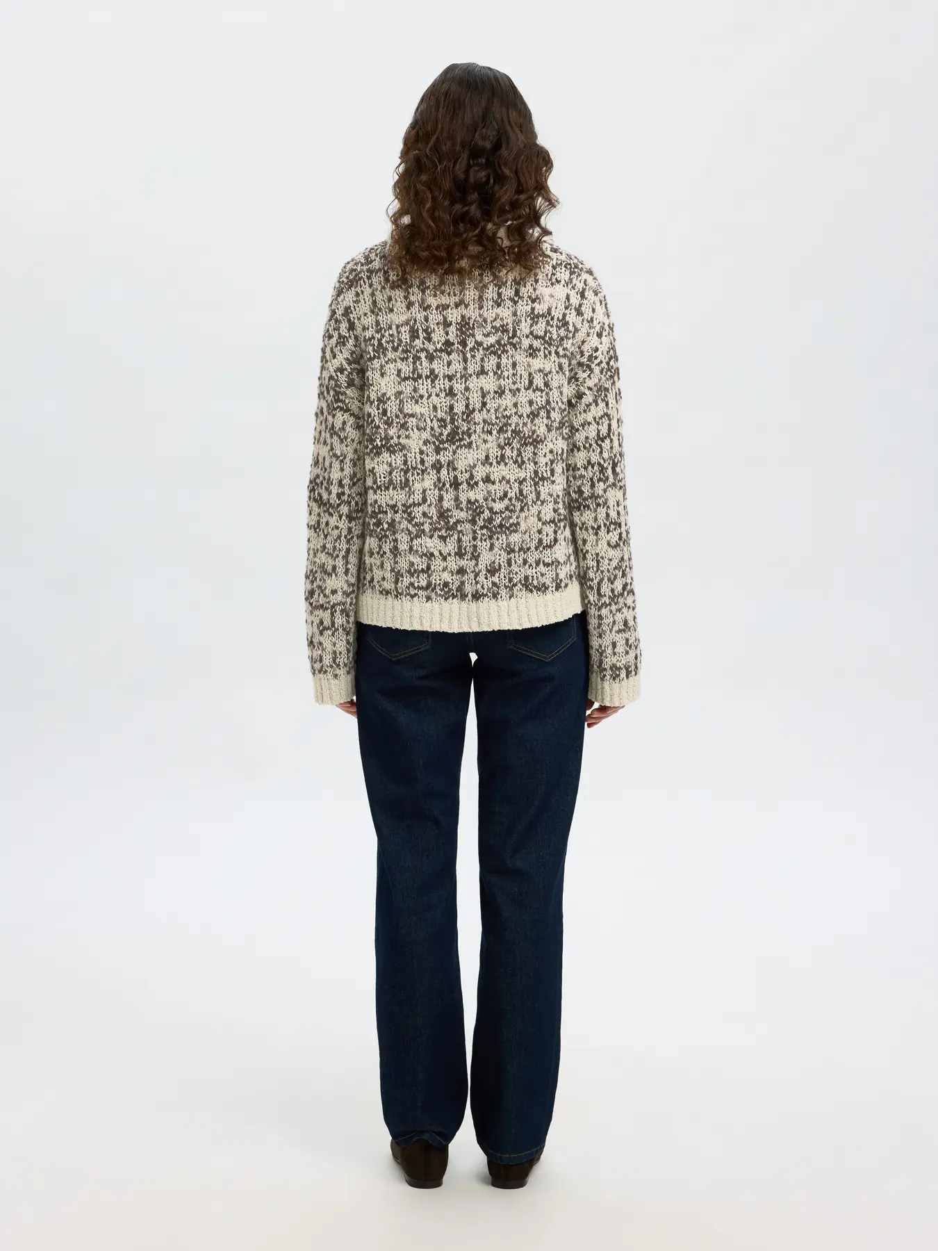 Selected Femme naisten neuletakki, SLFLINDSAY LS KNIT V-NECK CARDIGAN Birch Delicioso - Image 2